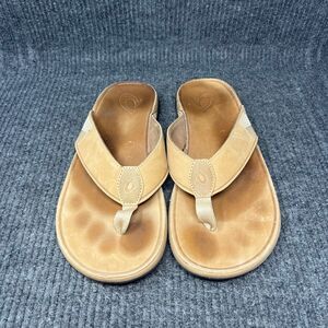 Olukai Tuahine Waterproof Leather Flip Flops Thong Sandals Brown Beach Mens 13